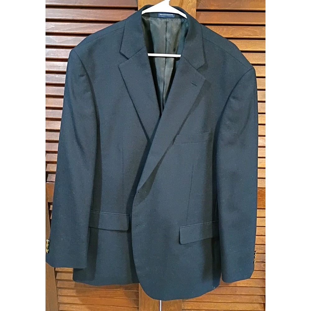 Stafford Sport Coat Blazer Mens 48R Navy with Gold Buttons